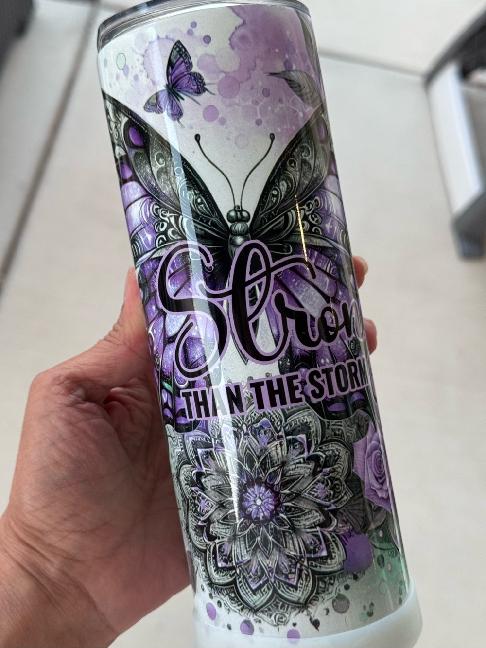 Stronger than the storm butterfly tumbler 20 oz - Picture 10 of 10